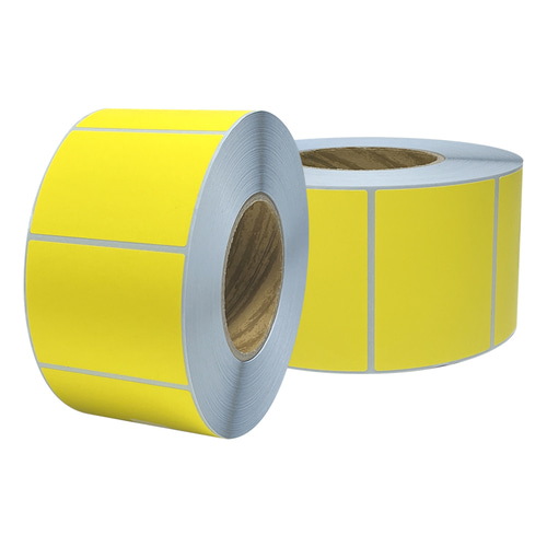 무광 컬러유포 80x60(mm) 노란색 1500매 / 색상스티커 방수 컬러 롤라벨지